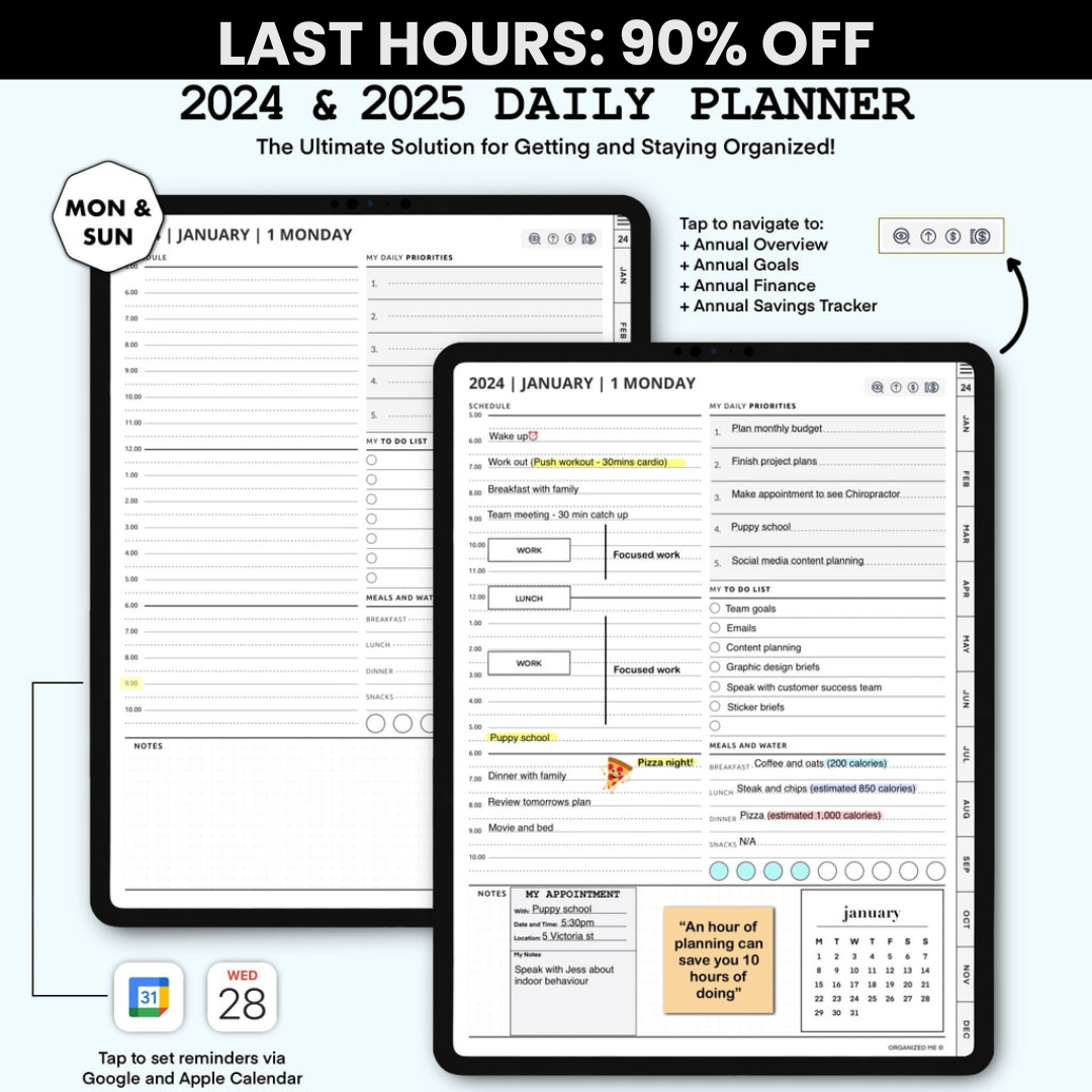 The Organized Me - 2024 & 2025 Digital Planner (90% OFF)